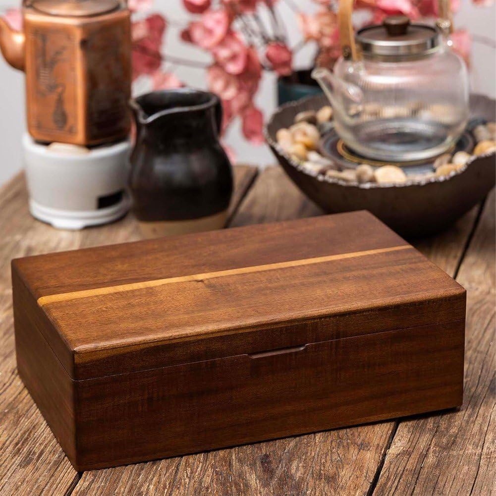 Caja De Madera para Té, 8 Rejillas, Multifuncional, con Tapa, para Guardar Bolsitas De Té, Organizador para Hogar, Armario, Cocina, Decoración