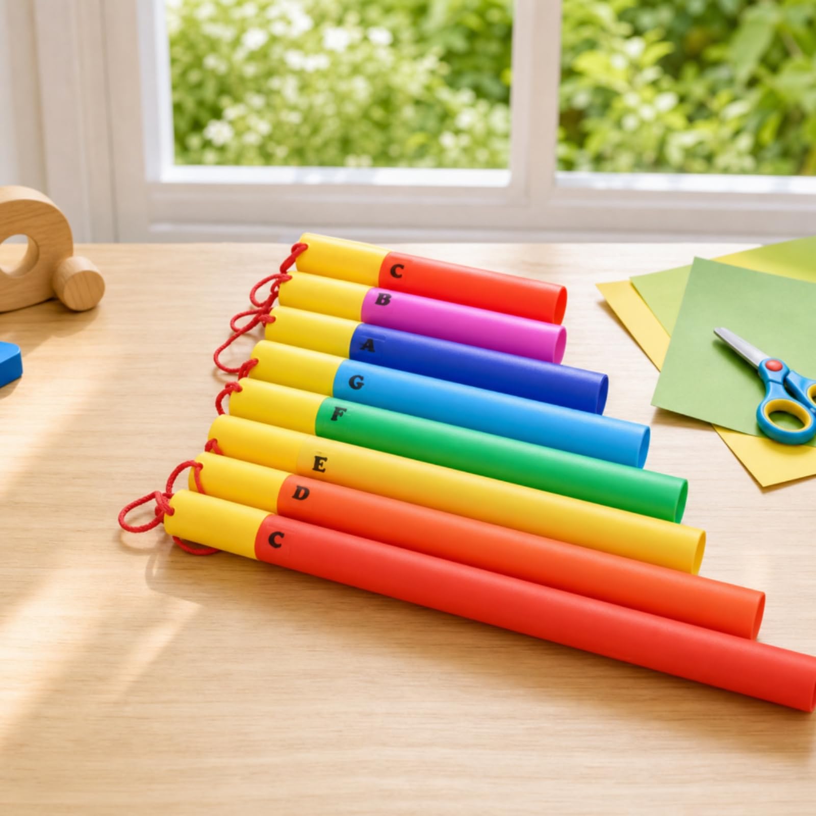 kowaku Children Percussion Tube Set Diatonico a , Strumento A Percussione Orff, Set Di 8 Tubi Sonori Con Cordino, Ideale Per L Educazione Musicale Nella Scuola Dell Infanzia