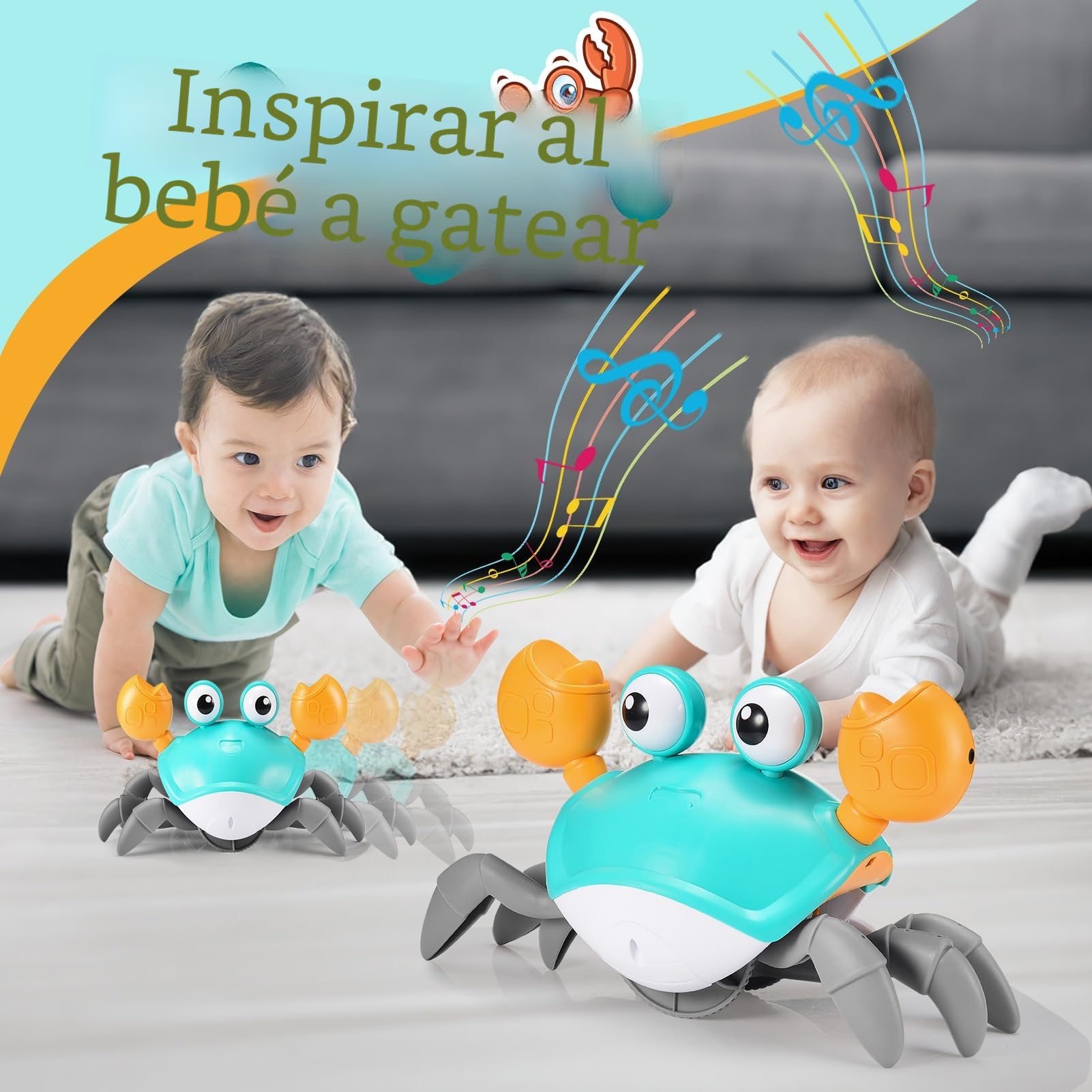 Cangrejo Juguete Bebe, Tummy Time 3-12 Meses Ideas Regalos Originales Cumpleaños Juguetes para Bebes