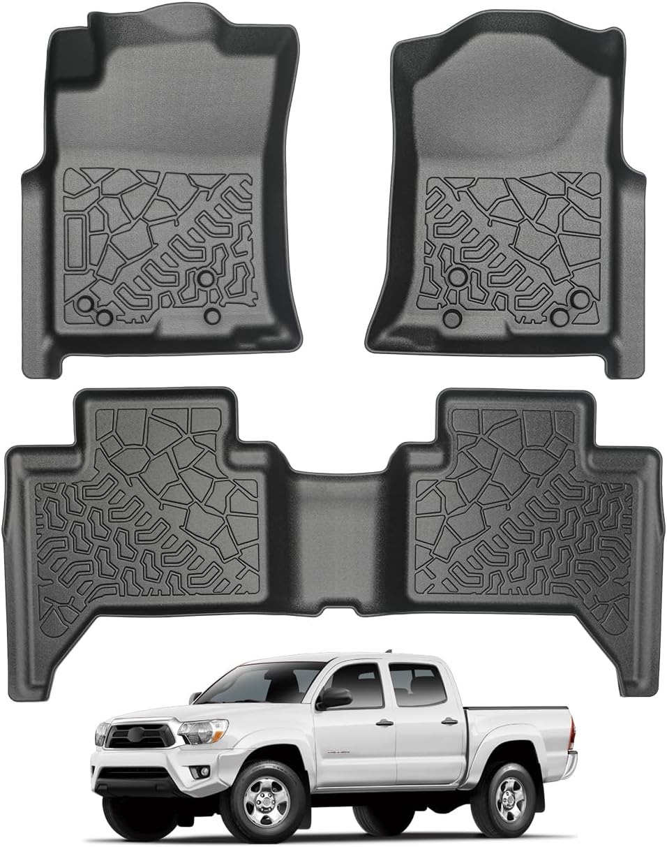 Car Floor Mats for Toyota Tacoma Double Cab 2005-2015 TPE Material All Weather Protection Custom Fit Durable and Safety