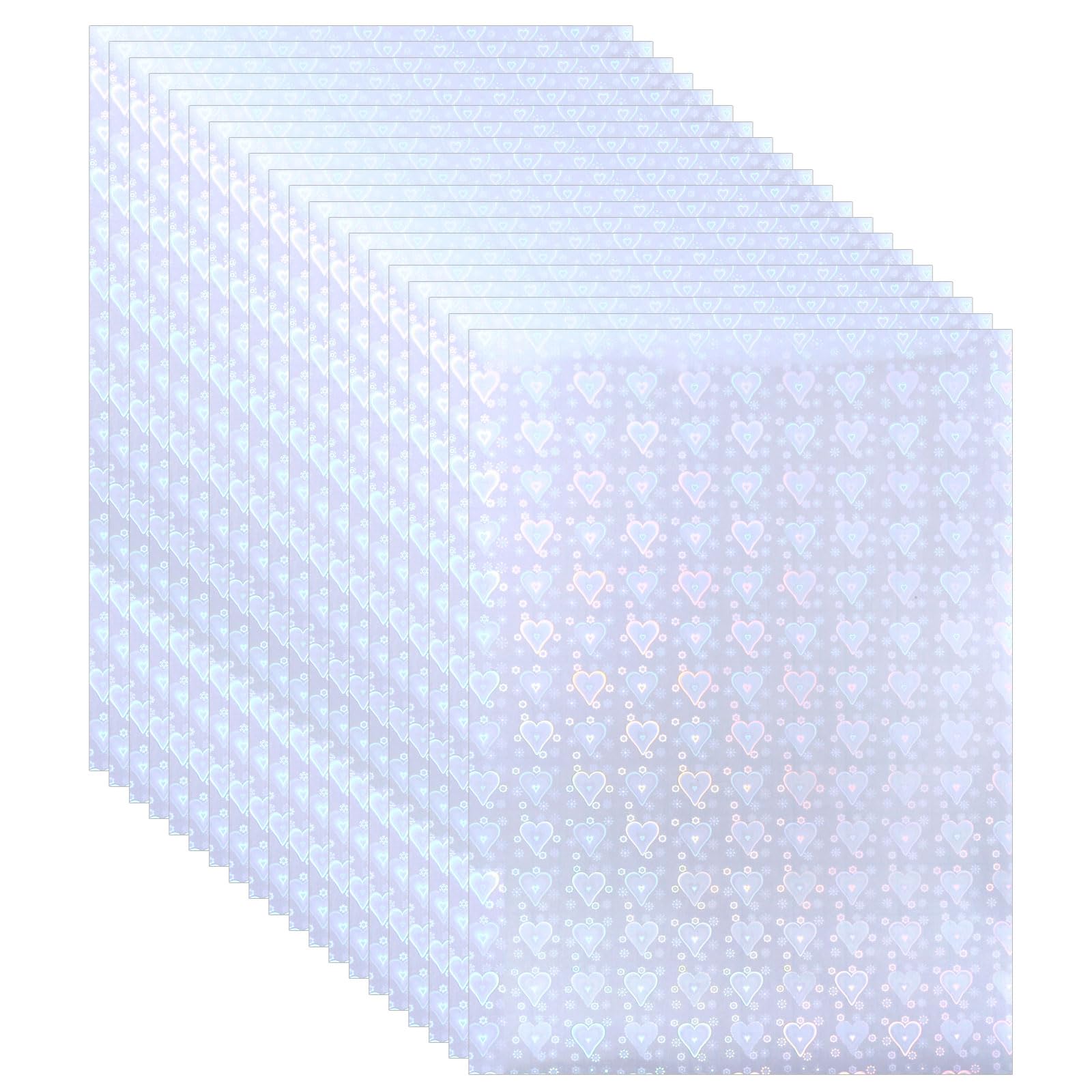 PATIKIL Carta Adesiva Olografica 11.7x8.3", 20 Fogli A4 Polipropilene Autoadesivo Trasparente Impermeabile Sovrapposizione Film Laminato Foto, Decorazioni Album Ritagli, Cuore