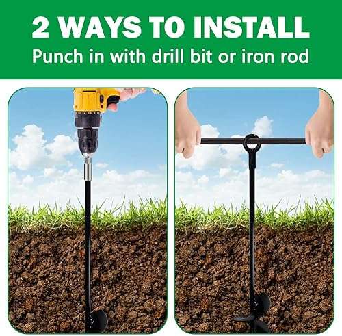 Miniatura 5 de Anclajes de tierra, estacas de tienda de campaña resistentes, kit de anclaje para trampolín, triple hélice, gancho de anclaje resistente para