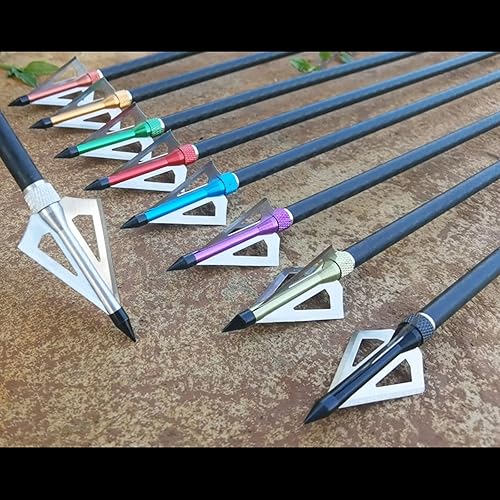 Miniatura 13 de 12 unidades de 100 granos de caza con flechas atornilladas, 3 cuchillas, puntas de flecha compatibles con ballesta y arco compuesto + 1 estuche