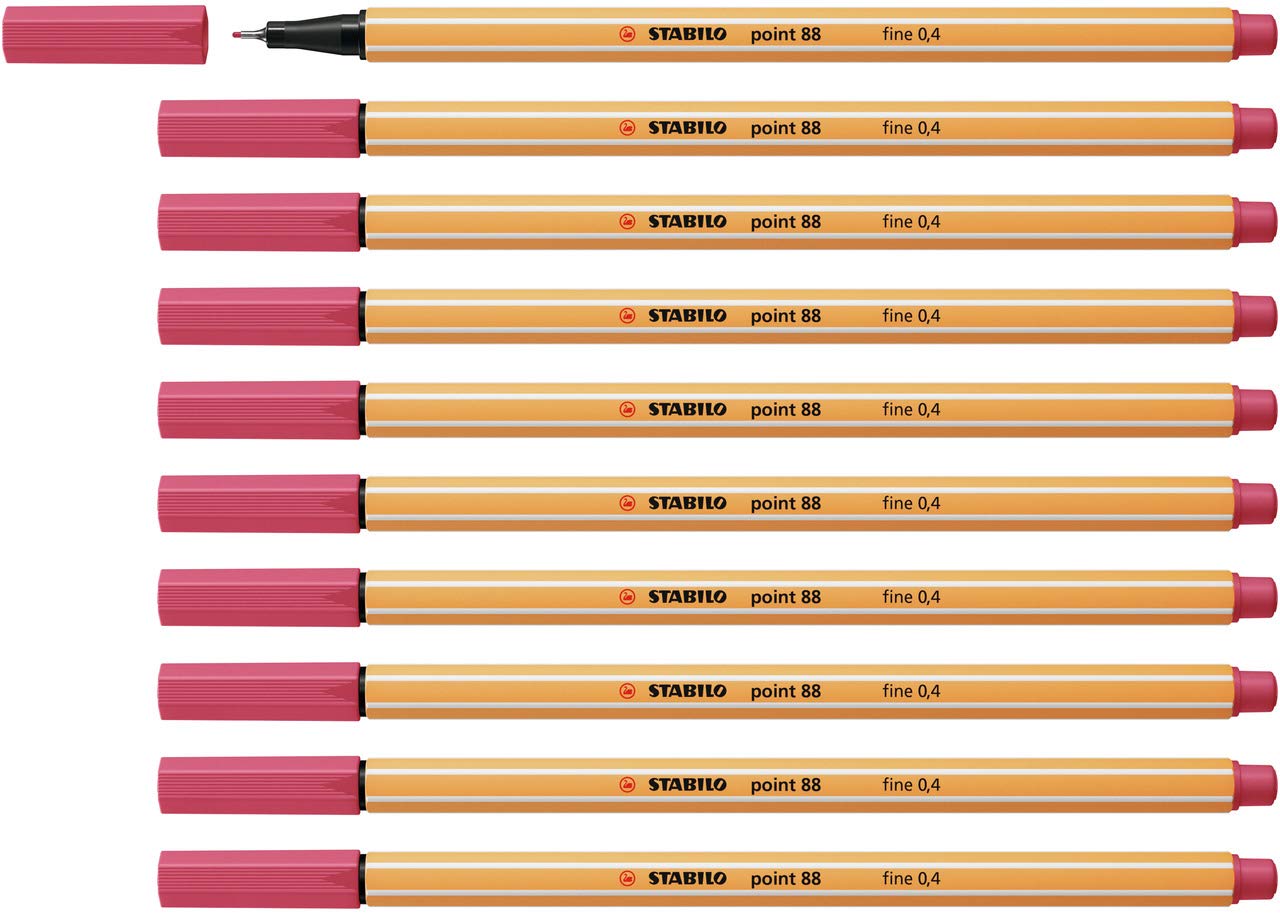 STABILO point 88 - Fineliner - Pack of 10 - Strawberry Red