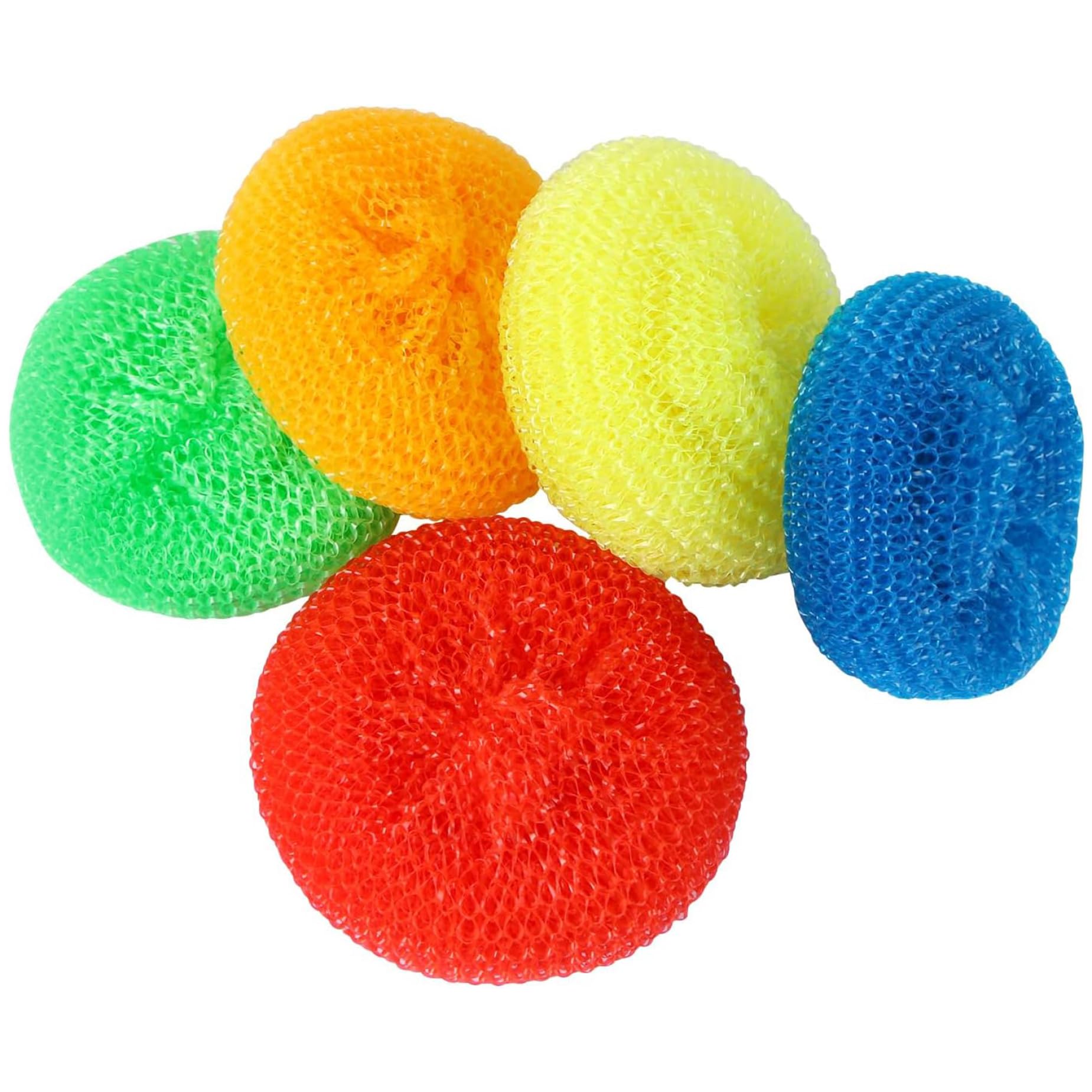 Hperu Dish Scrubbers, Kitchen Scouring Pads, Non Scratch Mesh Pot Scrubber for Dishes, 5 Pack, 3 Inch, Random Colour