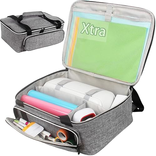 LOPASA Carrying Case for Cricut Joy Xtra, Tote Bag for Extra Machine Storage, Dust Cover, and Travel Carry, Xtra Accessories Bundles Organization and Protection, Store Various Supplies(Grey)