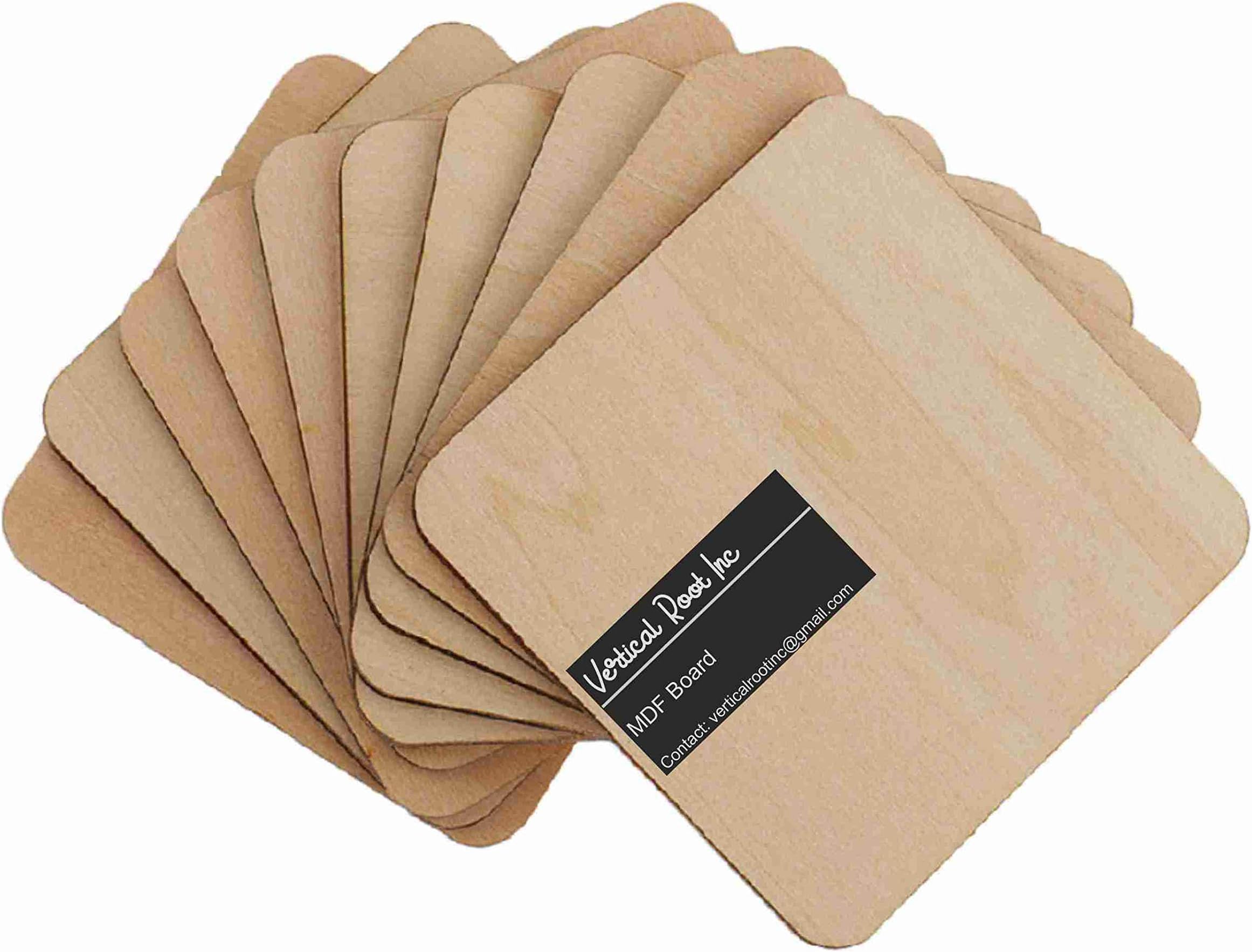 Vertical Root Inc Square MDF Unfinished Wood Pieces Blank Plaque Cutout Coaster for DIY Craft Pyrography Projects Building Model (Brown, 95mm x 95mm x 3mm) - Pack of 12