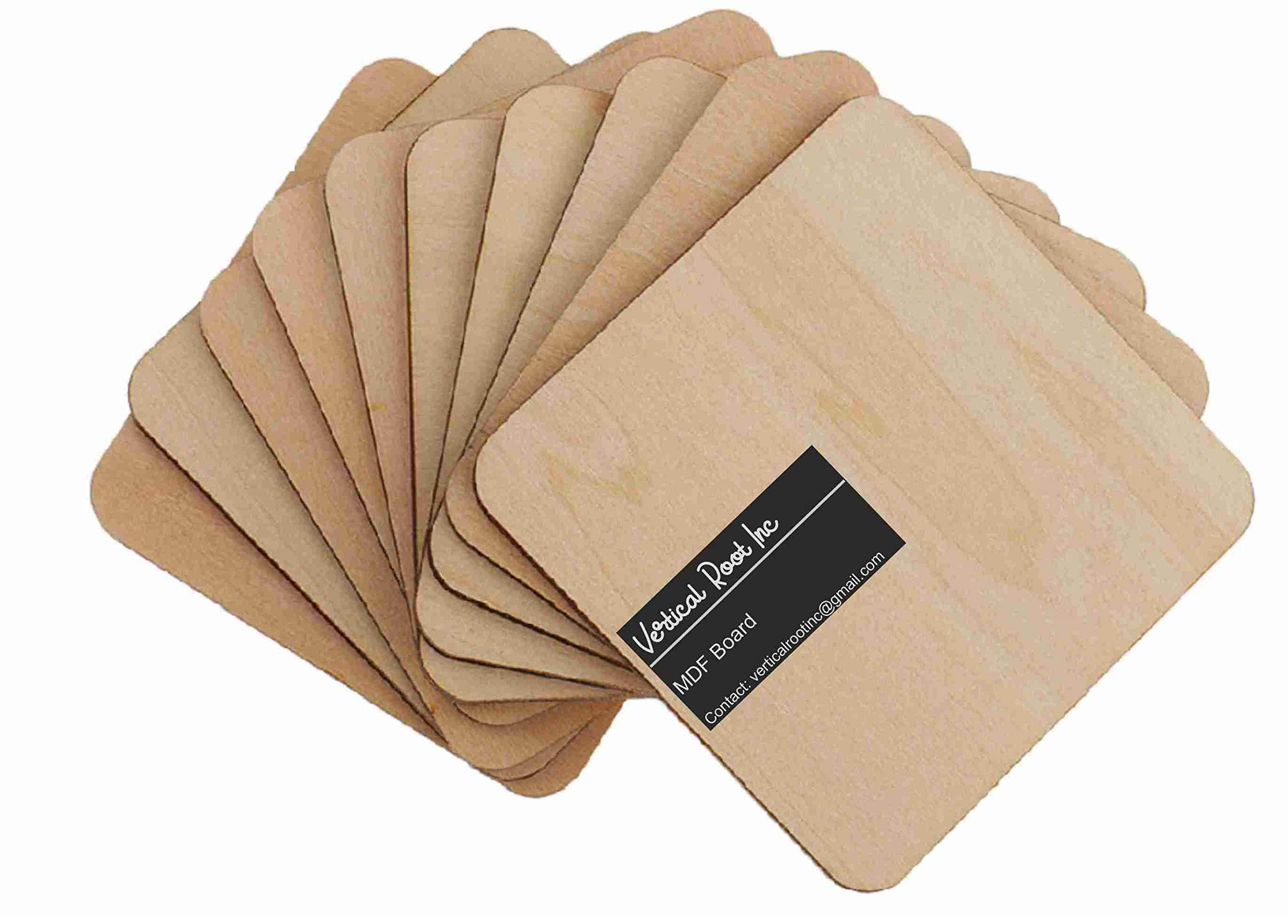 Vertical Root Inc Square MDF Unfinished Wood Pieces Blank Plaque Cutout Coaster for DIY Craft Pyrography Projects Building Model (Brown, 95mm x 95mm x 3mm) - Pack of 12