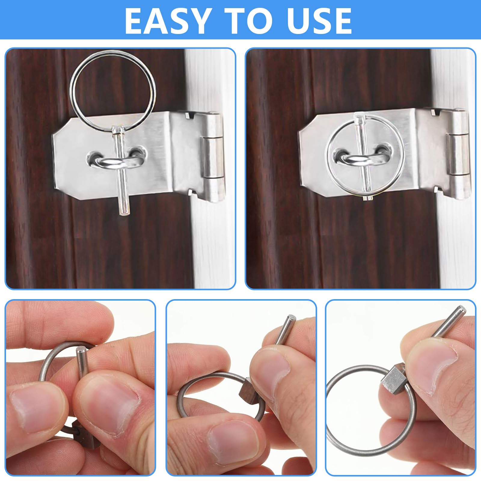 10 Pezzi Perni di Sicurezza Rotondi, 3 mm Acciaio Inossidabile Coppiglie ad Anello Perni, Spine Coppiglie ad Anillo per Navi, Trattori, Camion e Rimorchi (Argento)