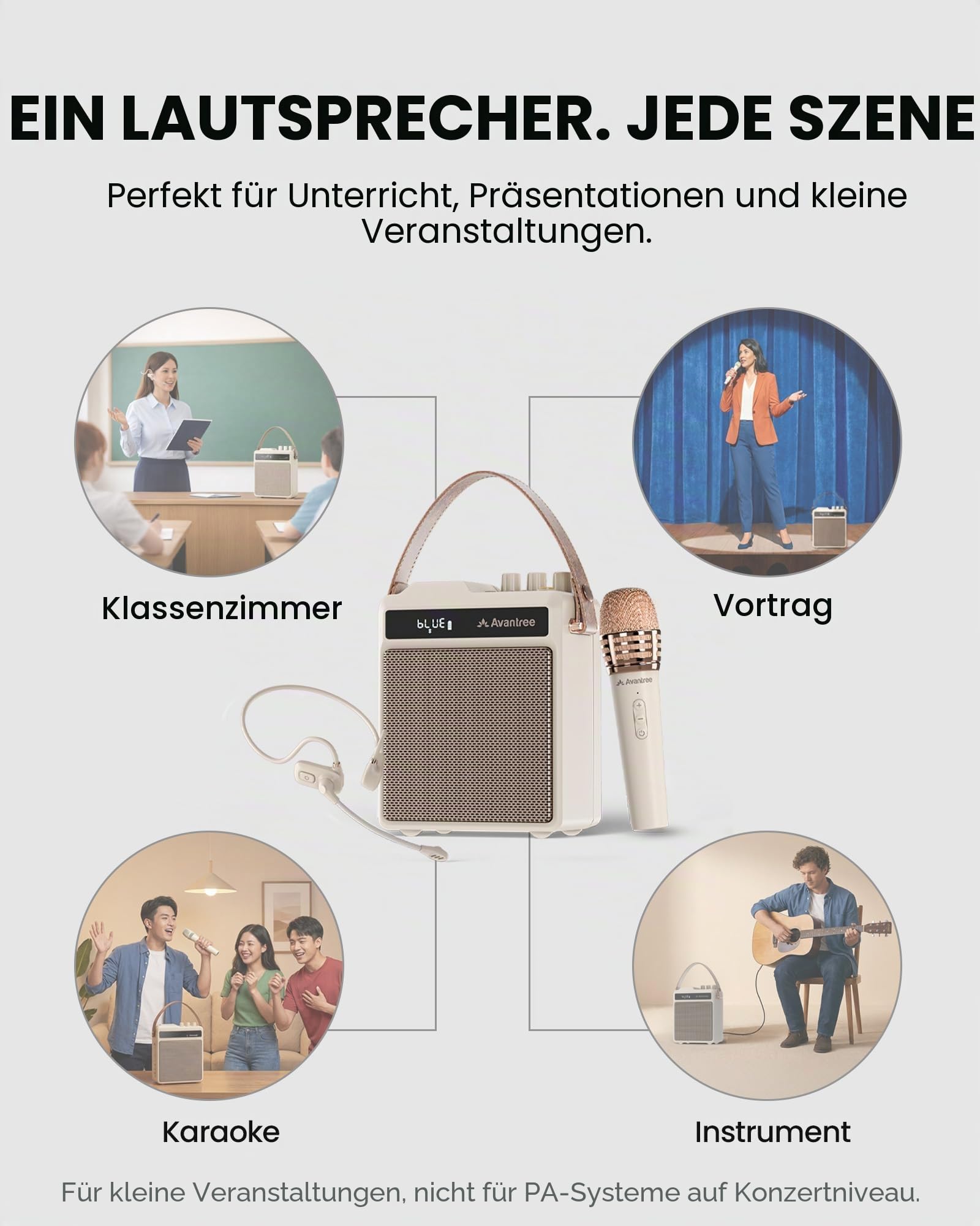 Avantree VoxAmp Duo - Tragbarer Kabellose Sprachverstärker, Doppeltes Mikrofon Und Lautsprecher Set Für Unterricht, Kleine Veranstaltungen & Partys, 30W Klare Stimme & Reicher Klang, 14H Akku