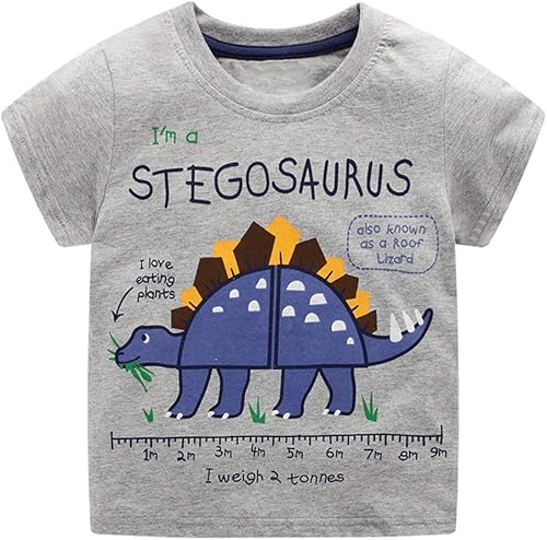 Miniatura 4 de Camisetas de manga corta para niños pequeños, camisetas de algodón con gráfico casual con cuello redondo para verano