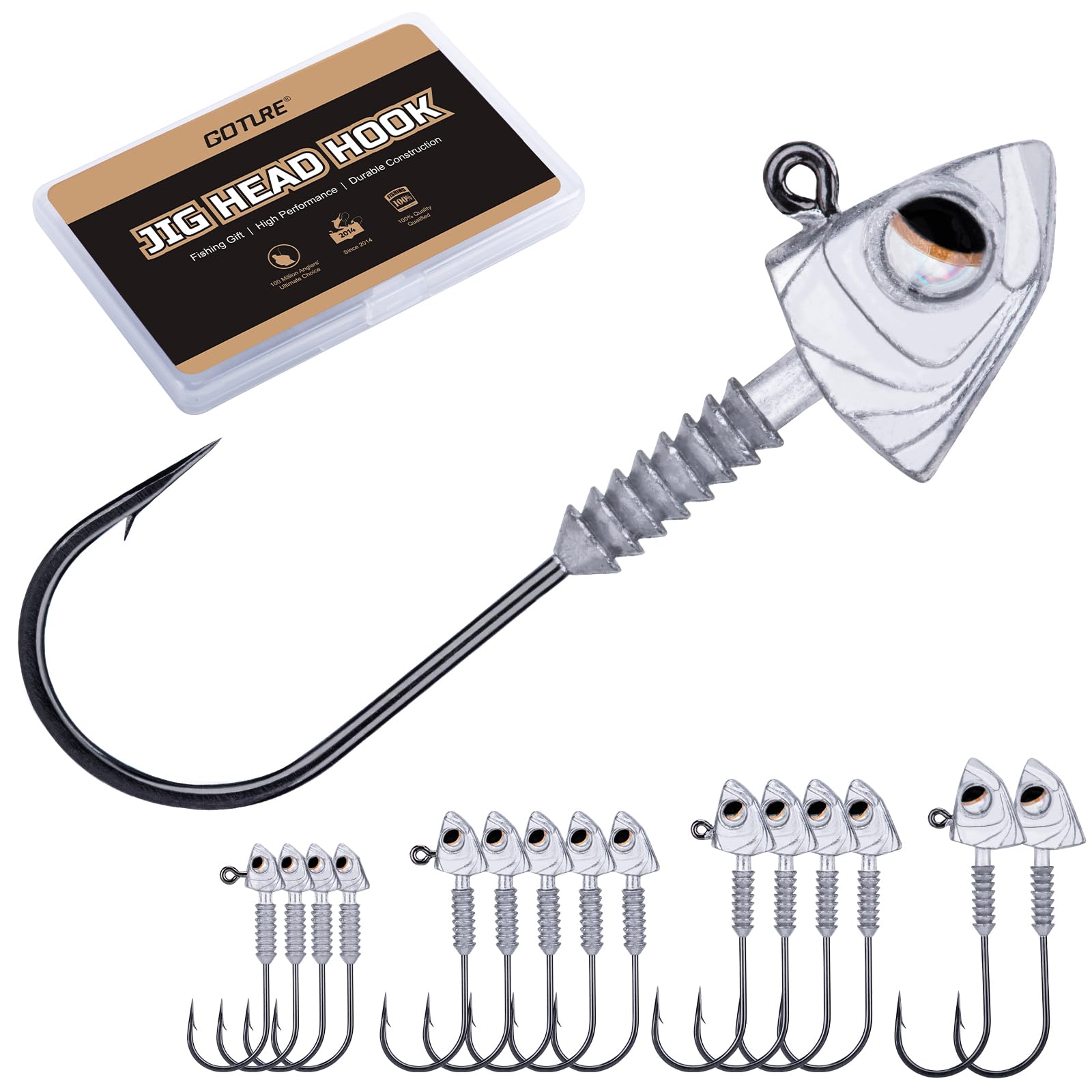 Goture Jig Heads, Swimbait Jig Head Hooks for Freshwater Saltwater Fishing, Ned Rig Jigheads with Tackle Box for Trout Bass Walleye Crappie Fishing