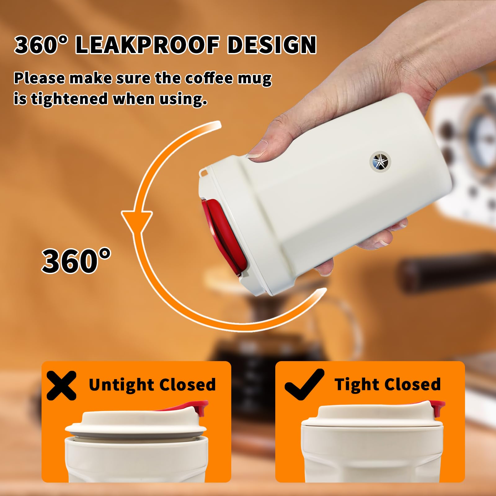 FOVNOT Self Stirring Coffee Mug, 400 ML Self Stirring Mug Automatic Magnetic Stirring Cup Coffee Travel Mug Spill Proof with Lid Suitable for Stirring Coffee, Milk, Hot Chocolate