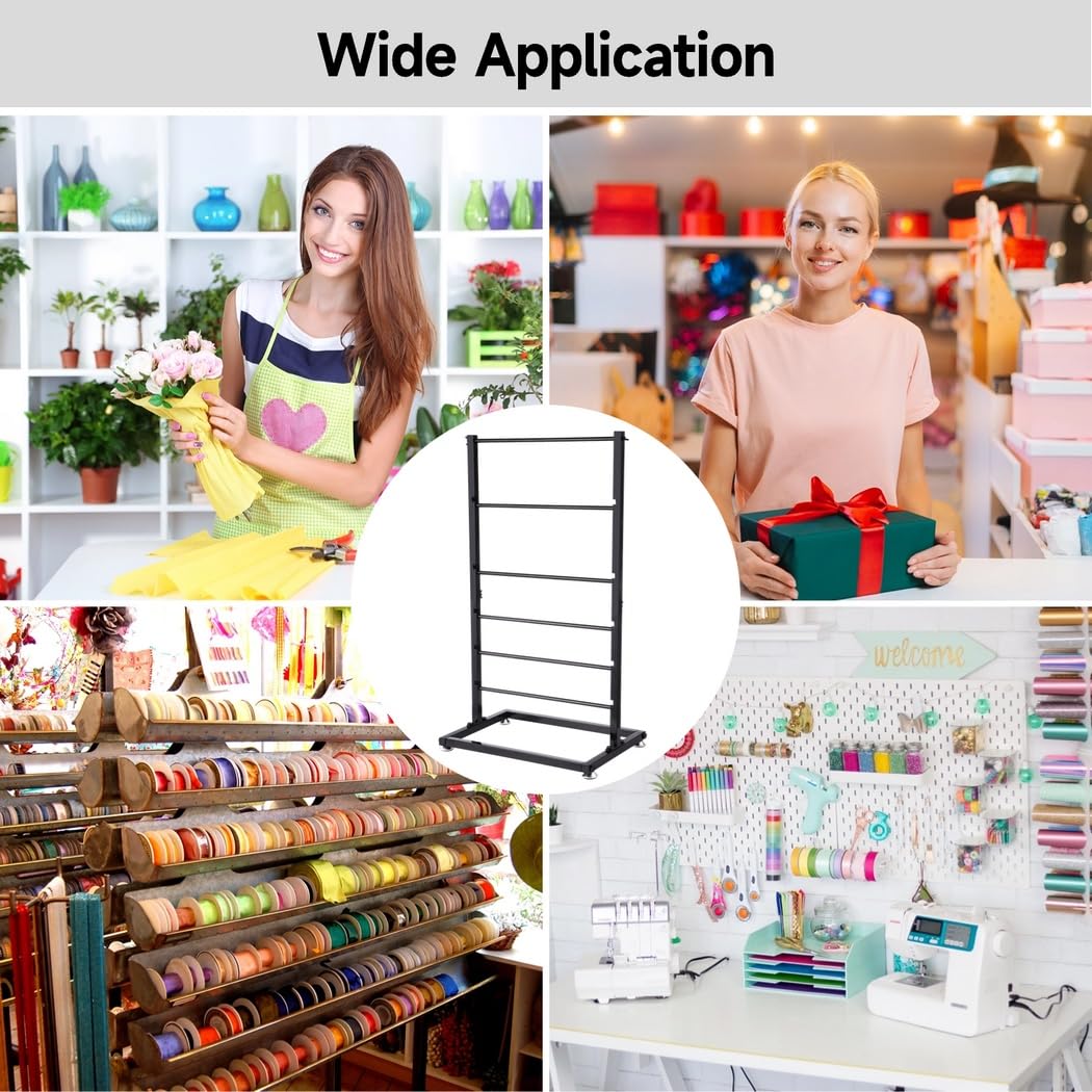Supporto per nastro a 6 livelli, scaffale con grande capacità, organizer per bobine in metallo regolabile in altezza, scaffale per presentazioni a nastro sul piano di lavoro, porta carta regalo per