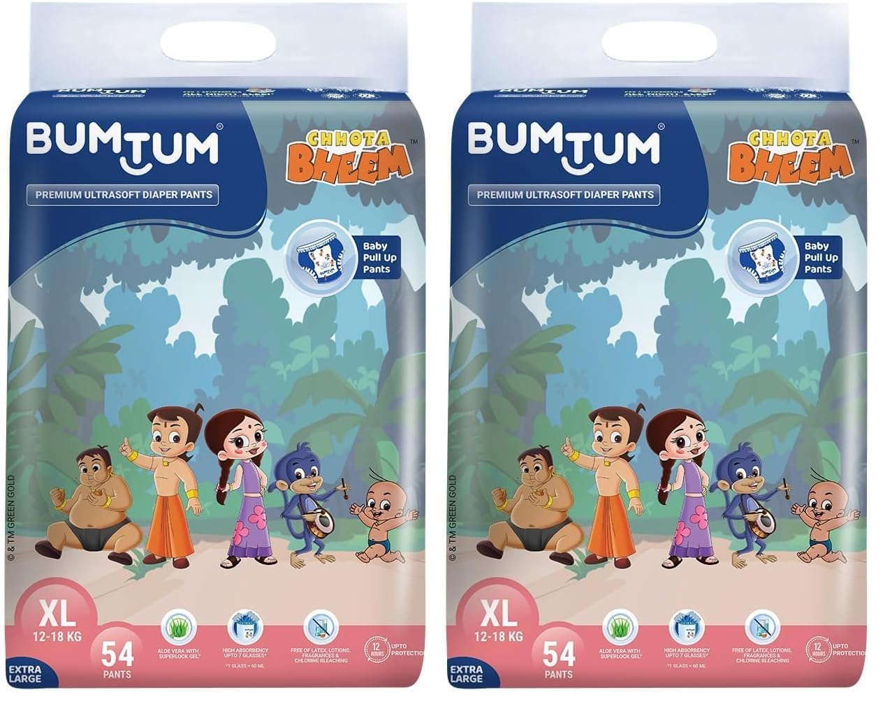 Bumtum Chota Bheem XL Baby Diaper Pants, 54 Count, Leakage Protection Infused With Aloe Vera, Cottony Soft High Absorb Technology (Pack of 2)-image-49