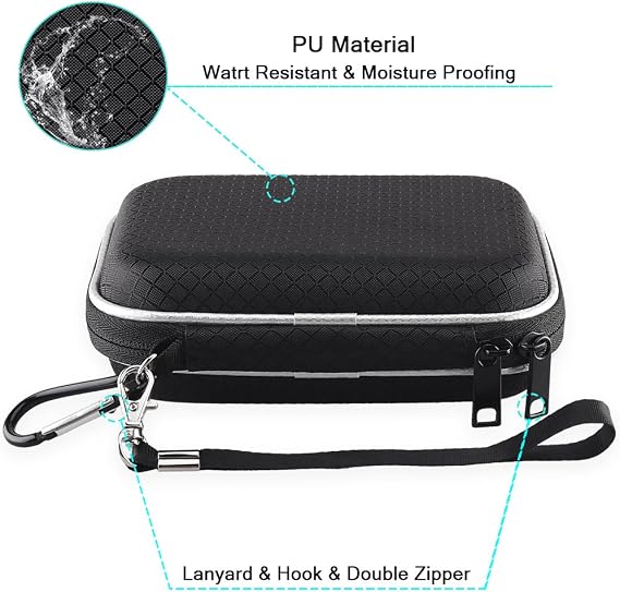 Lacdo Hard Drive Case for Seagate Portable HDD/Seagate Game Drive for PS5 / One Touch/Ultra Touch Portable External Hard Drive 1TB 2TB 3TB 4TB 5TB USB 3.0 2.5 Inch Travel Bag, Black