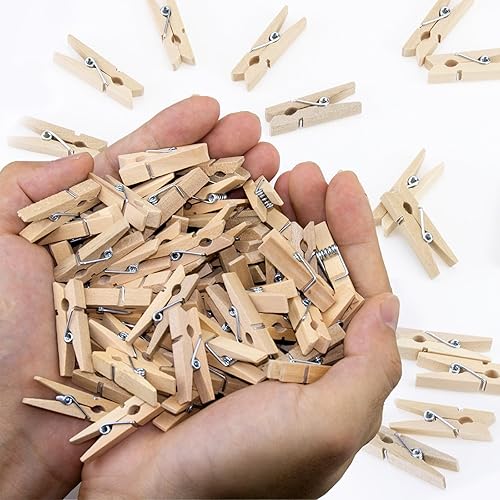 1.4 Inch Mini Clothes Pins for Photo, 130 Pcs Small Clothes Pins, Wooden Clothespins for Baby Shower, Party, Crafts DIY Project