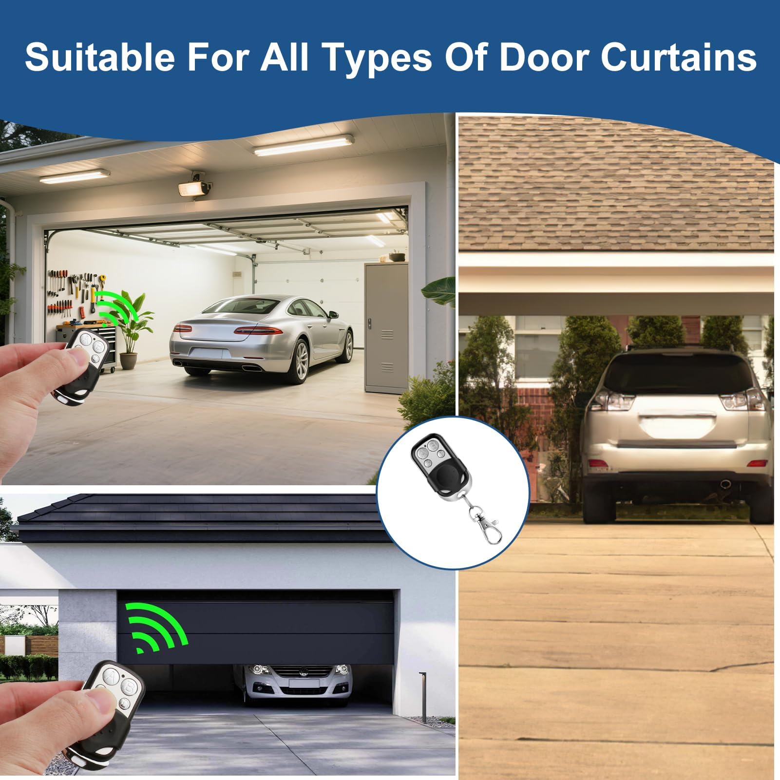 4 unidades de control remoto puerta 433.92 MHz, universal código rodante duplicador, control remoto de garaje inalámbrico de 4 botones para puerta de garaje eléctrica con tapa deslizante