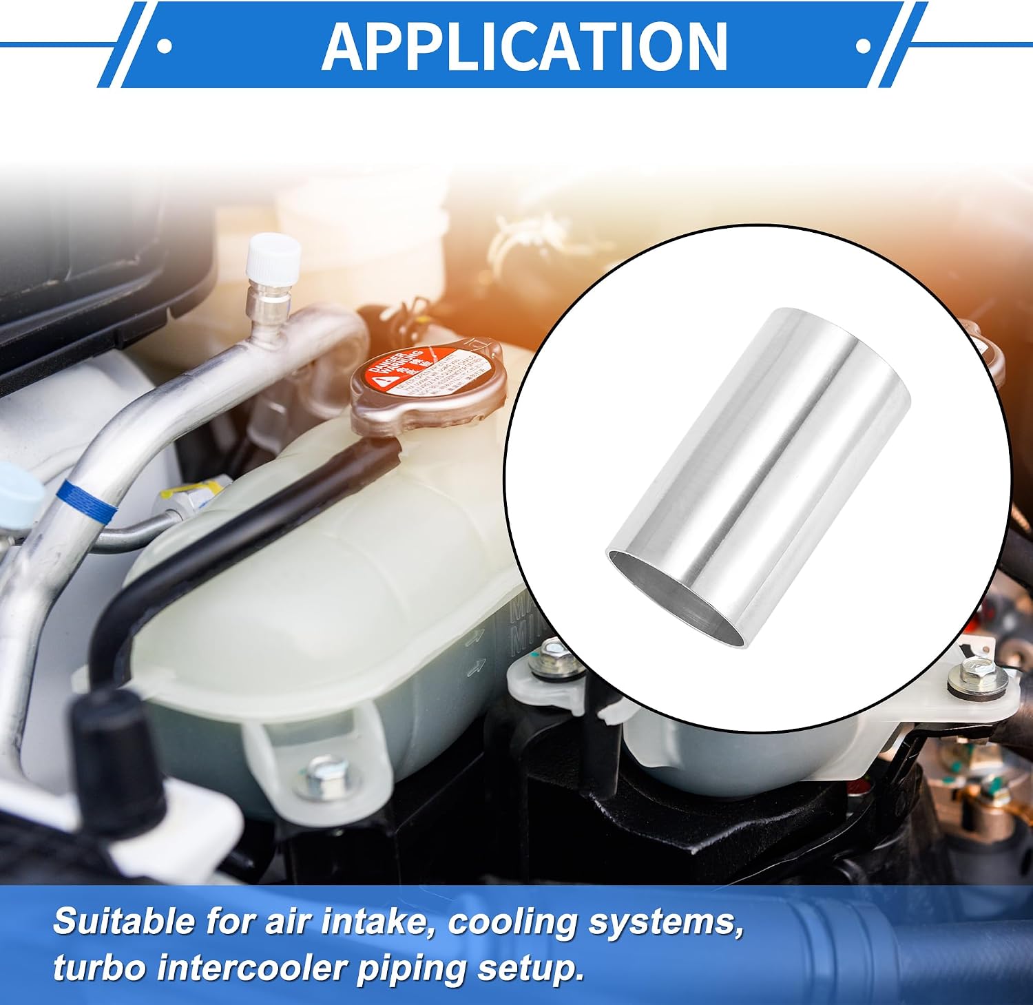 57mm/2.2"OD Straight 6061 Aluminum Alloy Tube Intercooler Surface Polishing Air Intake Connection Hose Double Flat Head 100mm 3.9"(L) 1mm 0.04"(T)