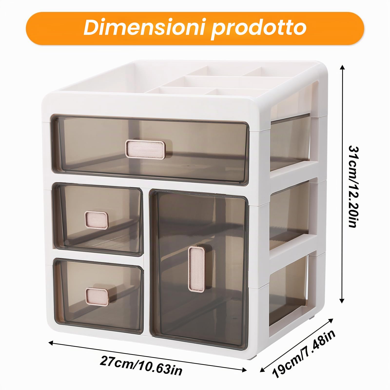 Scatola Porta Oggetti 4 Livelli, Box Medicina Organizzatore per Casa Ufficio e Viaggi, Cassetto Multiuso Trasparente per Farmaci, Trucchi, Attrezzi, Utensili, Materiale da Disegno