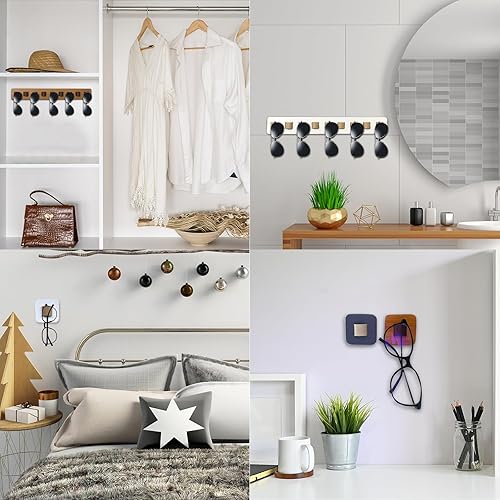 Miniatura 7 de FINDAMAZE Organizador de lentes de sol de madera para almacenamiento de lentes de sol montado en la pared exhibición de gafas decoración del hogar