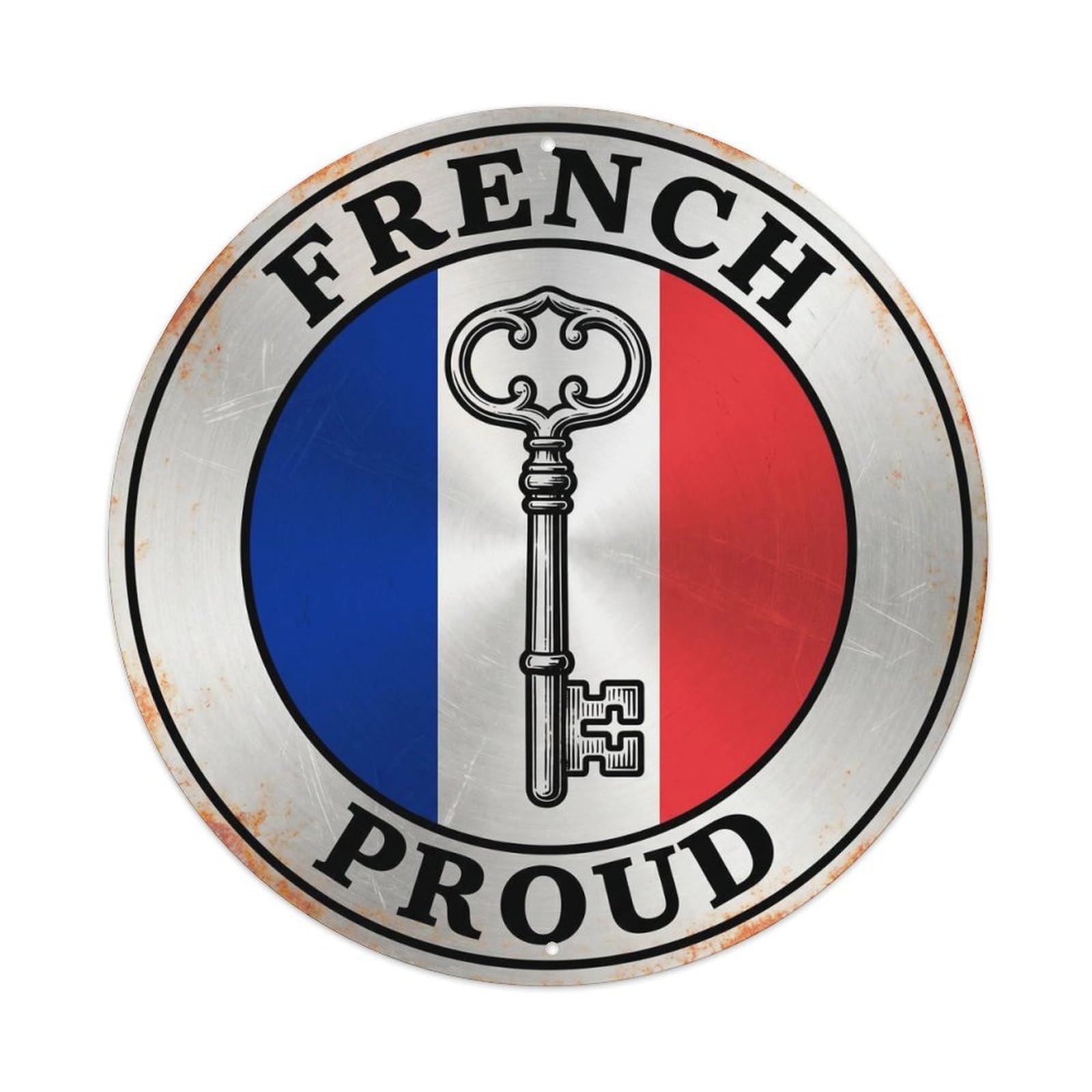 Olhnbad Style French Proud Key Heraldry Heritage Emblem Metal Tin Sign