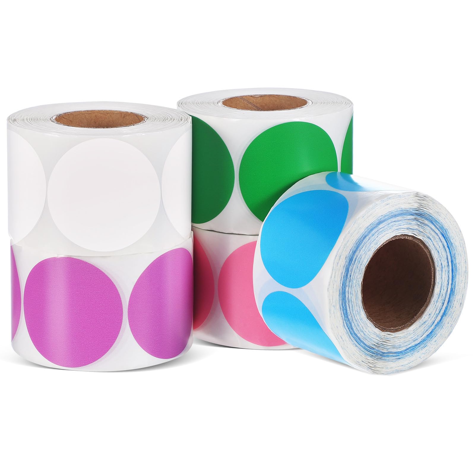 5 Rotoli Etichette Termiche Adesive Rotonde Colorate Resistenti All'usura per Stampanti Termiche, Carta Termica per Ufficio e Classificazione Inventario, 50mm X 600 Etichette