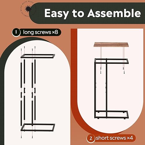 Miniatura 8 de WLIVE Juego de 2 mesas auxiliares en forma de C, mesa auxiliar C para sofá, bandejas de TV, juego de 2, mesas auxiliares de sofá que se deslizan por