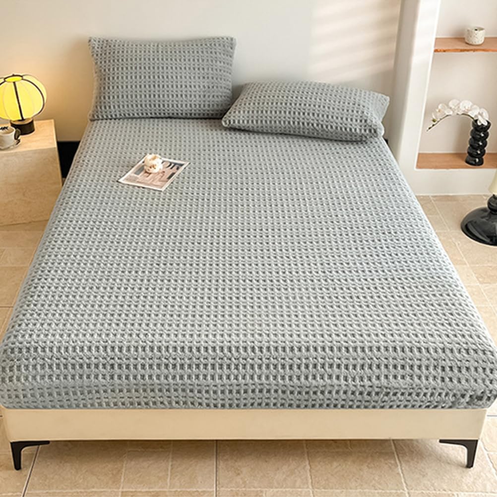 Greyb,150 * 200cmQUEEN, Colchón Caliente Protector Queen King Size Hoja De Terciopelo con Bolsillo Profundo De 11In Suave Cómodo Cubierta De Colchón Cubierta De Cama para Dormitory Hotel
