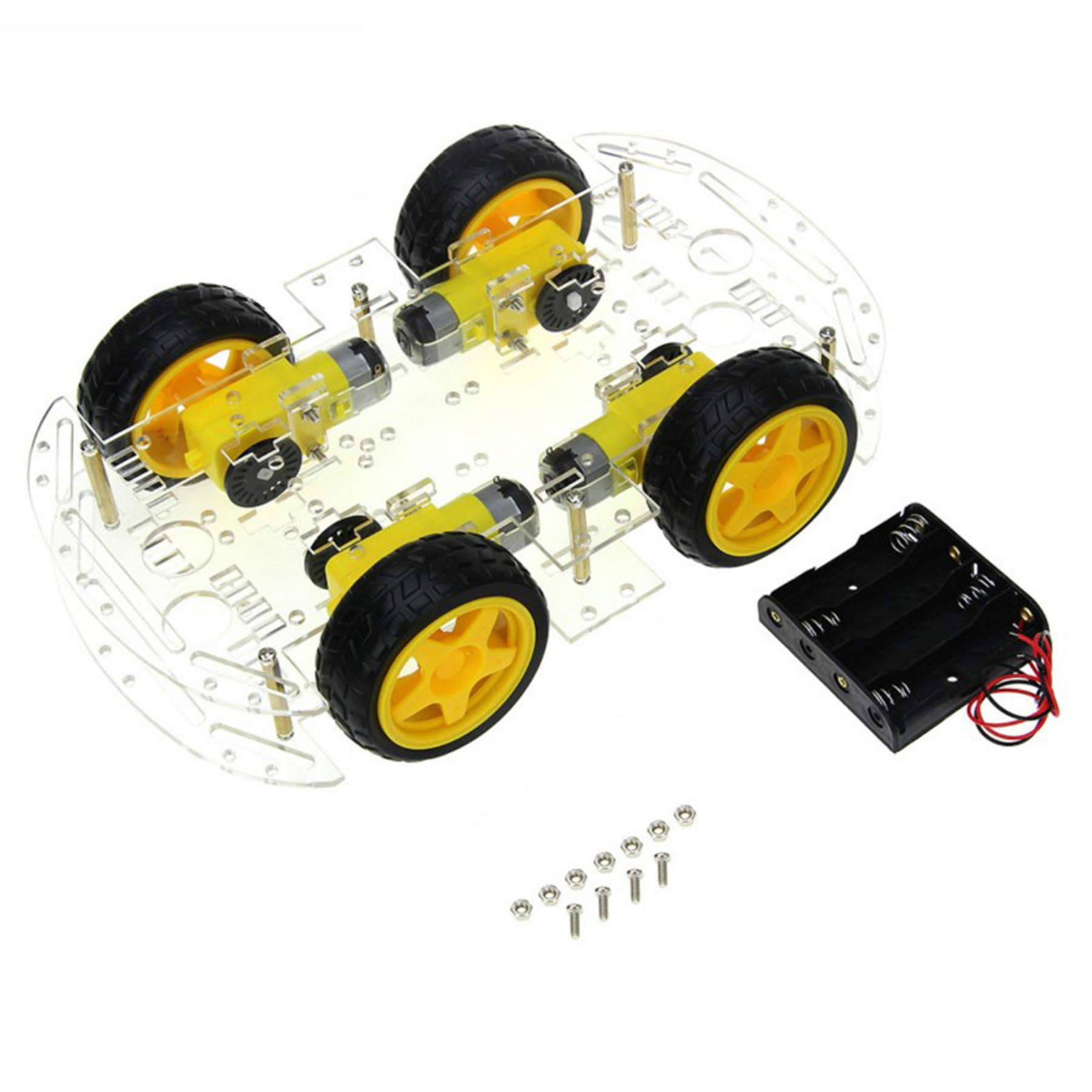 Chasis de Coche Inteligente 4WD para Arduino- con Motor de 4 Engranajes (DC 3V-6V/1:48) y Caja de batería(4wd)