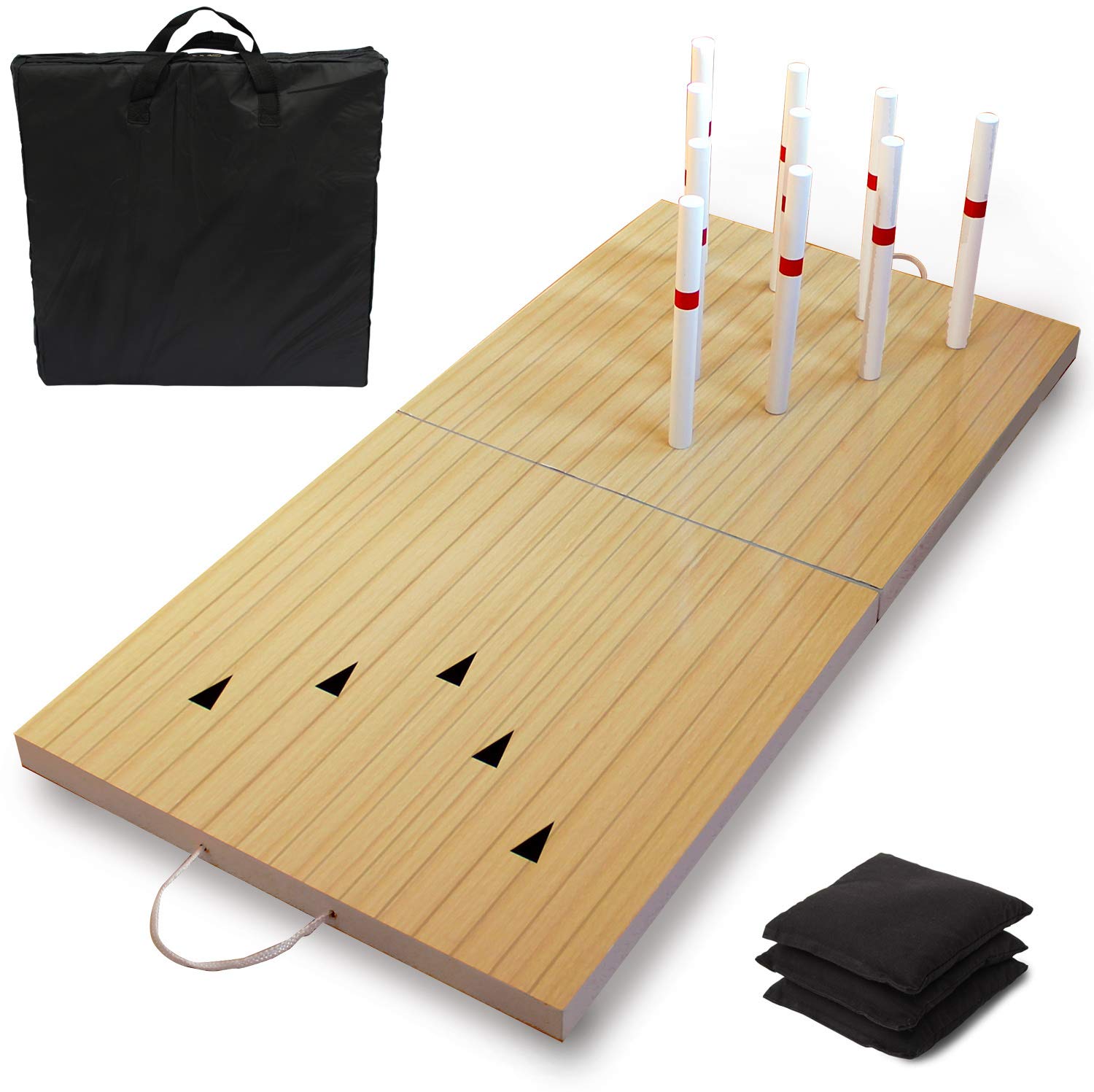 Driveway Games Bean Bag Toss Lawn Bowling Set for Adults & Kids. Outdoor Indoor Alley & Game Candlepins