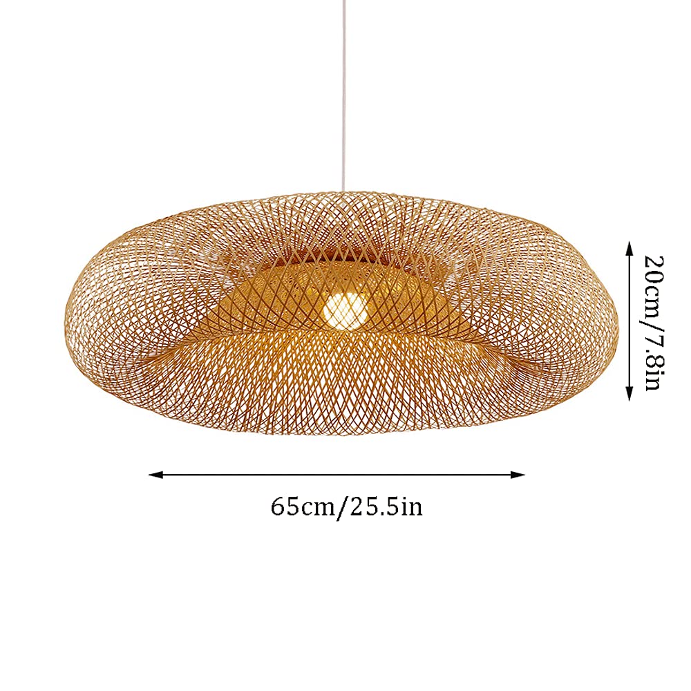 Lámpara Colgante de Techo de Mimbre Tejida a Mano, Retro, Creativa, Redonda, de bambú, E27, para Restaurante Chino, salón de té, casa de Familia, iluminación Decorativa