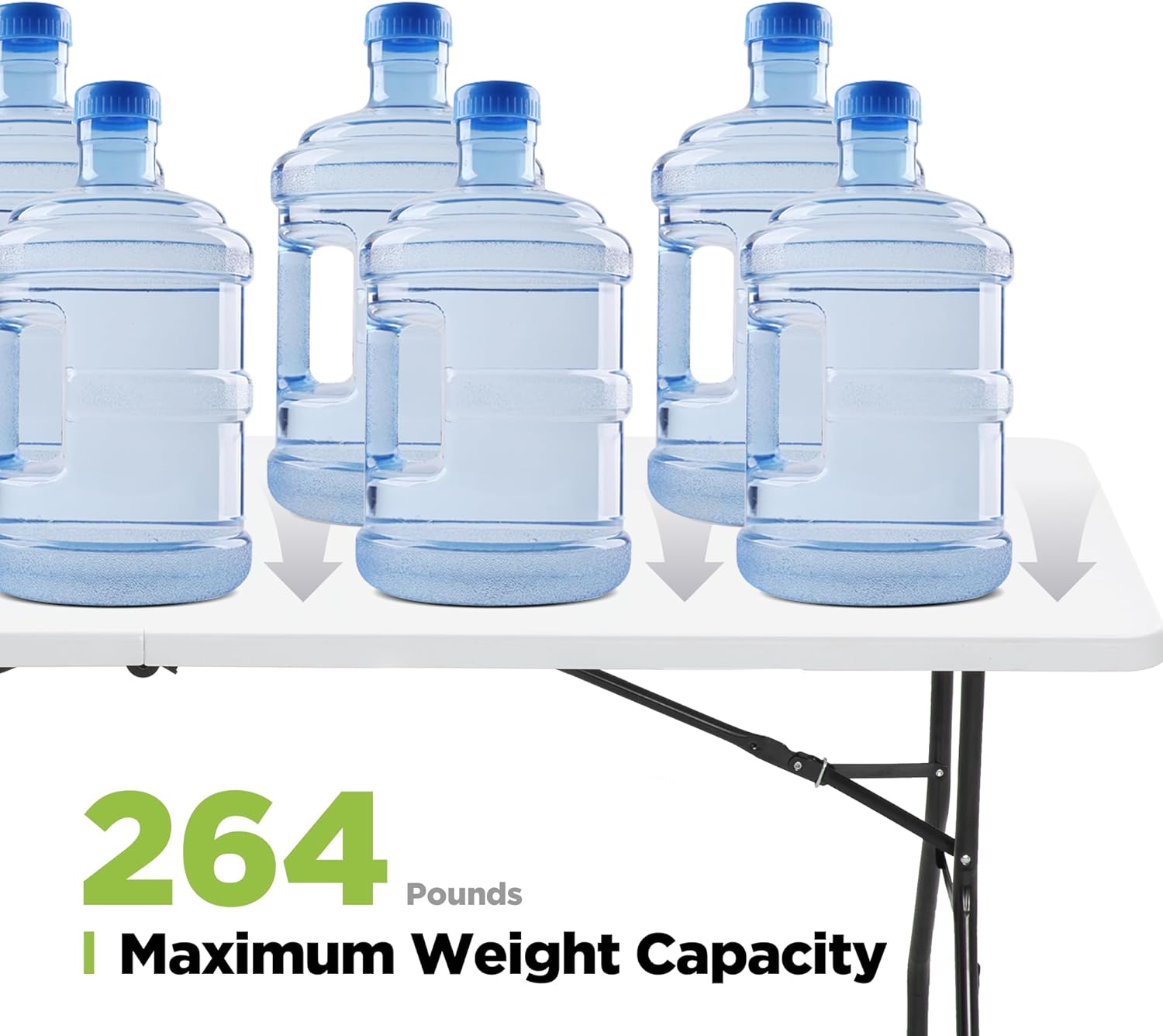 Real Relax 8FT Folding Table, Portable Picnic Table, with Handle and Lock for Indoor, Outdoor, Camping, Party, Banquet, Backyard Events, White