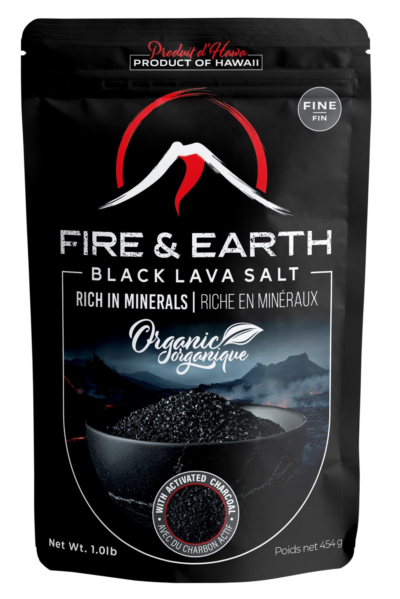 Fire & Earth - Organic Black Lava Salt - 1.0lb - Hawaiian Lava