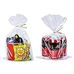 Wowfit 50 CT 9x14 Inch Clear Flat Cellophane Gift Bags with 6 Gold Twist Ties, Cello Packaging for Goodies, Decorations, and Wedding Gift Wrapping