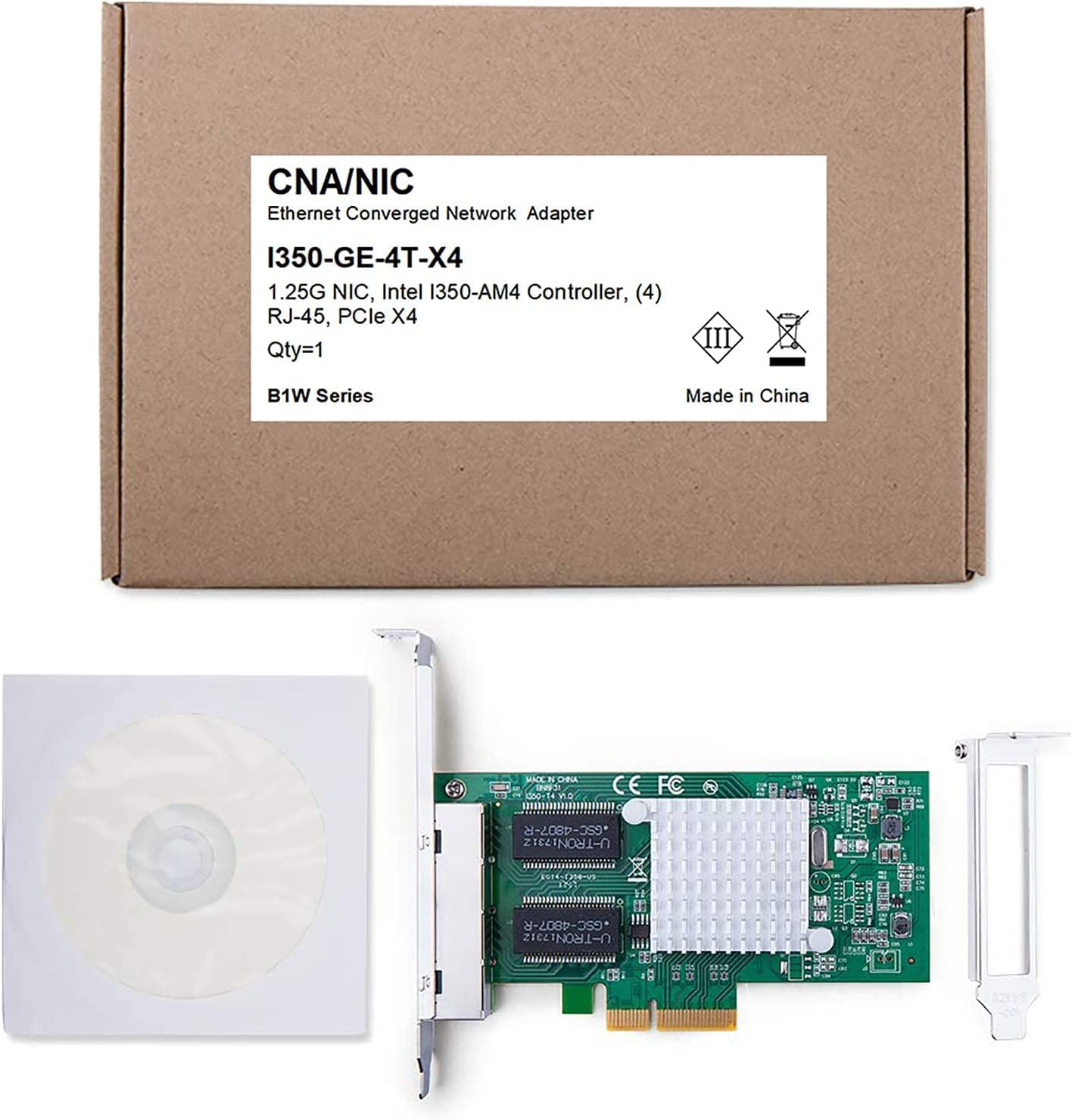 ipolex Scheda di rete Ethernet 1.25G, 4 porte RJ45+, NIC 10GbE rispetto a Intel i350-T4, supporta Windows Server/Windows/Linux/Vista/VMware (non supporta Mac OS, modalità bypass)