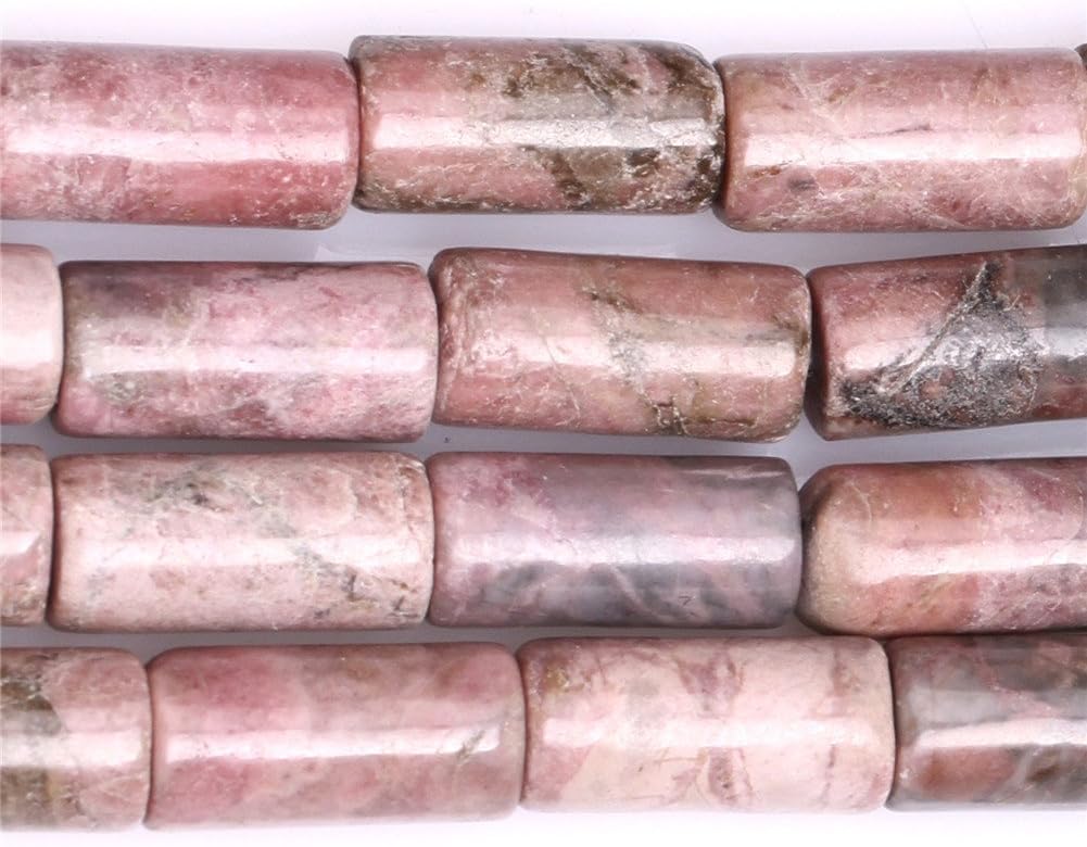 8x16mm Pink Column Tube Natural Rhodonite Stone Beads for Jewellery Making Strand 15", Pink 8x16mm - Image 4