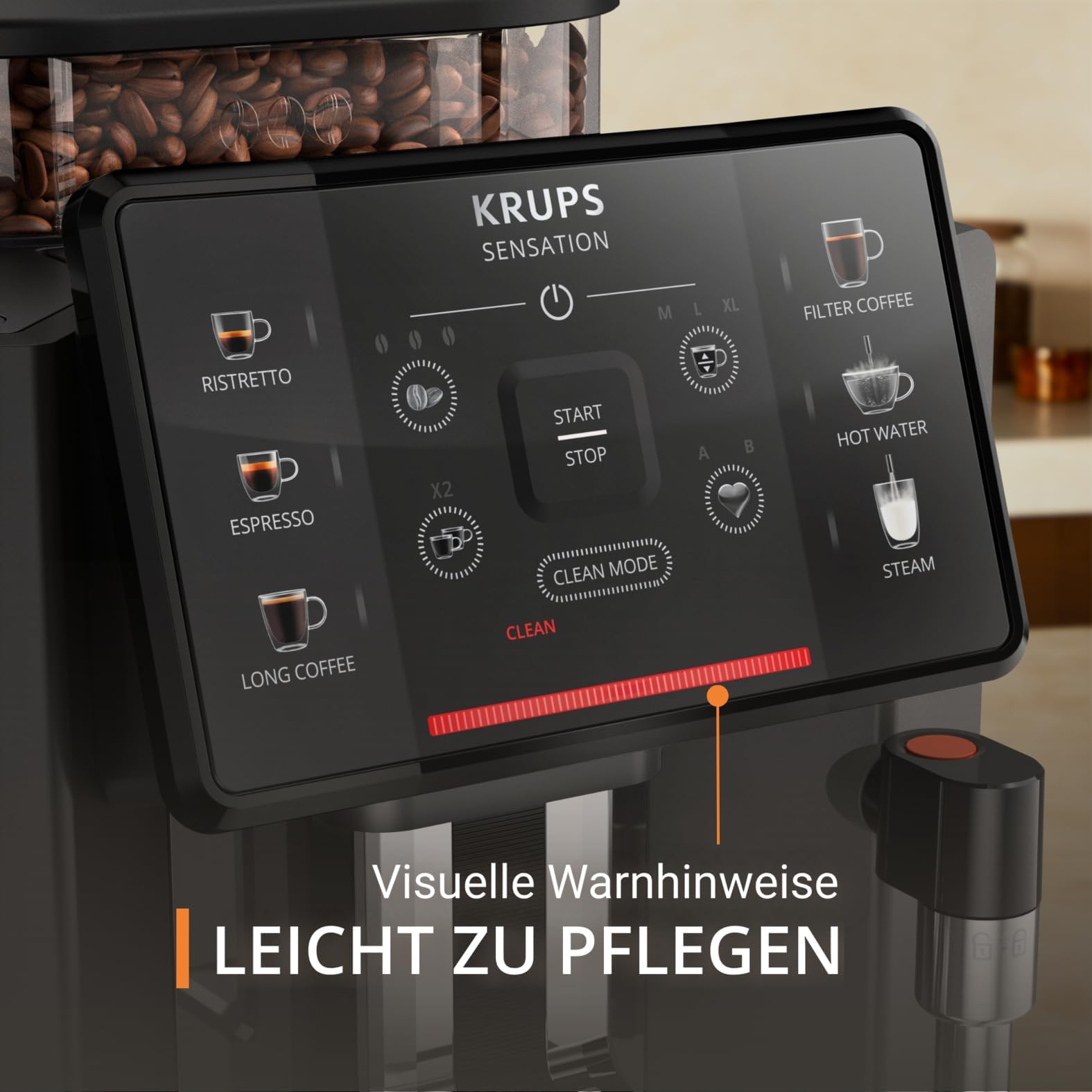 KRUPS EA9108 Sensation Automatyczny ekspres do kawy, czyszczenie tabletką, 5 rodzajów kaw, łatwa nawigacja, kompaktowy 1450W, czarny