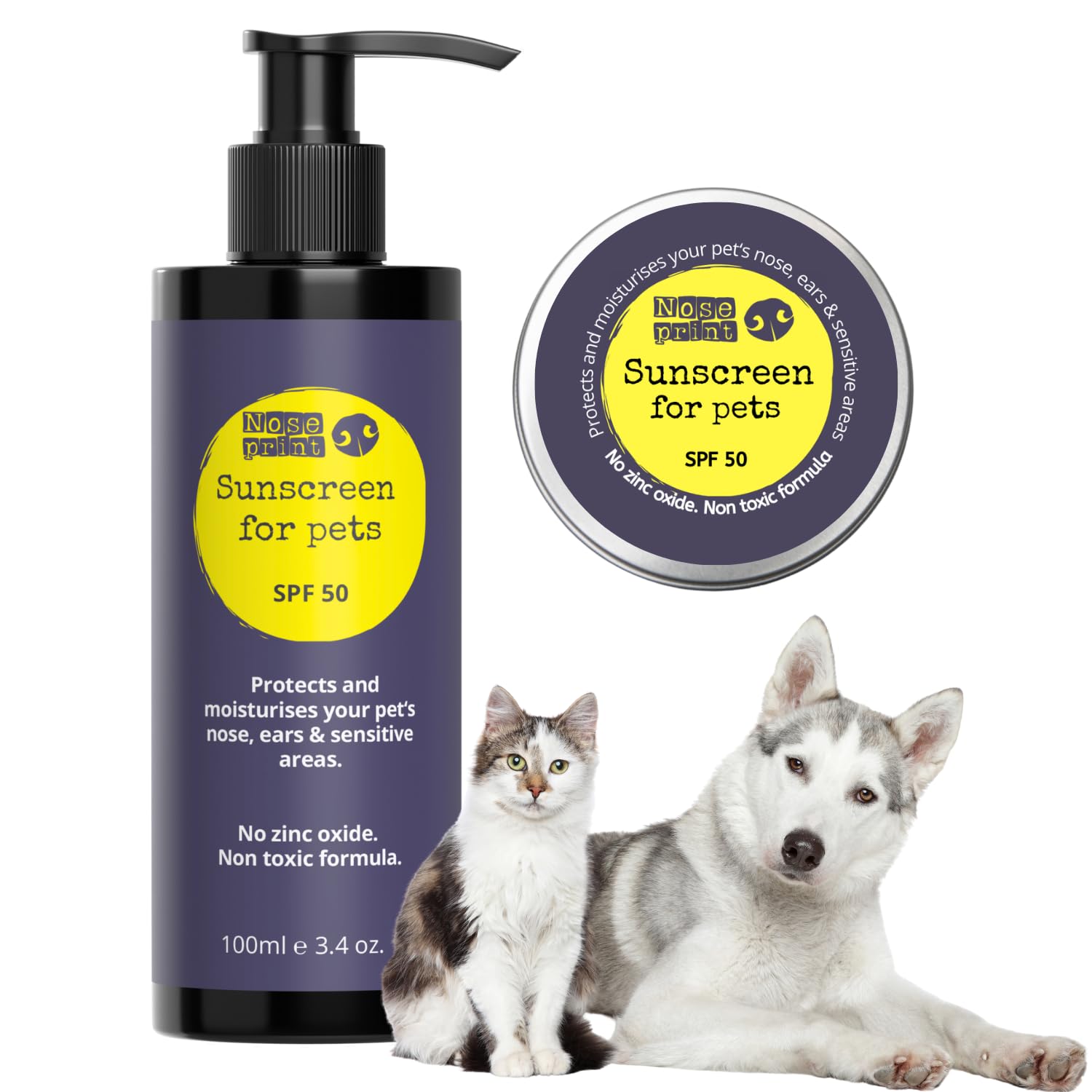 Frozen Lemon Lab 2 Pack Pet Sunscreen Set, SPF 50 Lotion 100ml and Sunblock fpr Pets Balm 30ml, white, 1 count (Pack of 2)