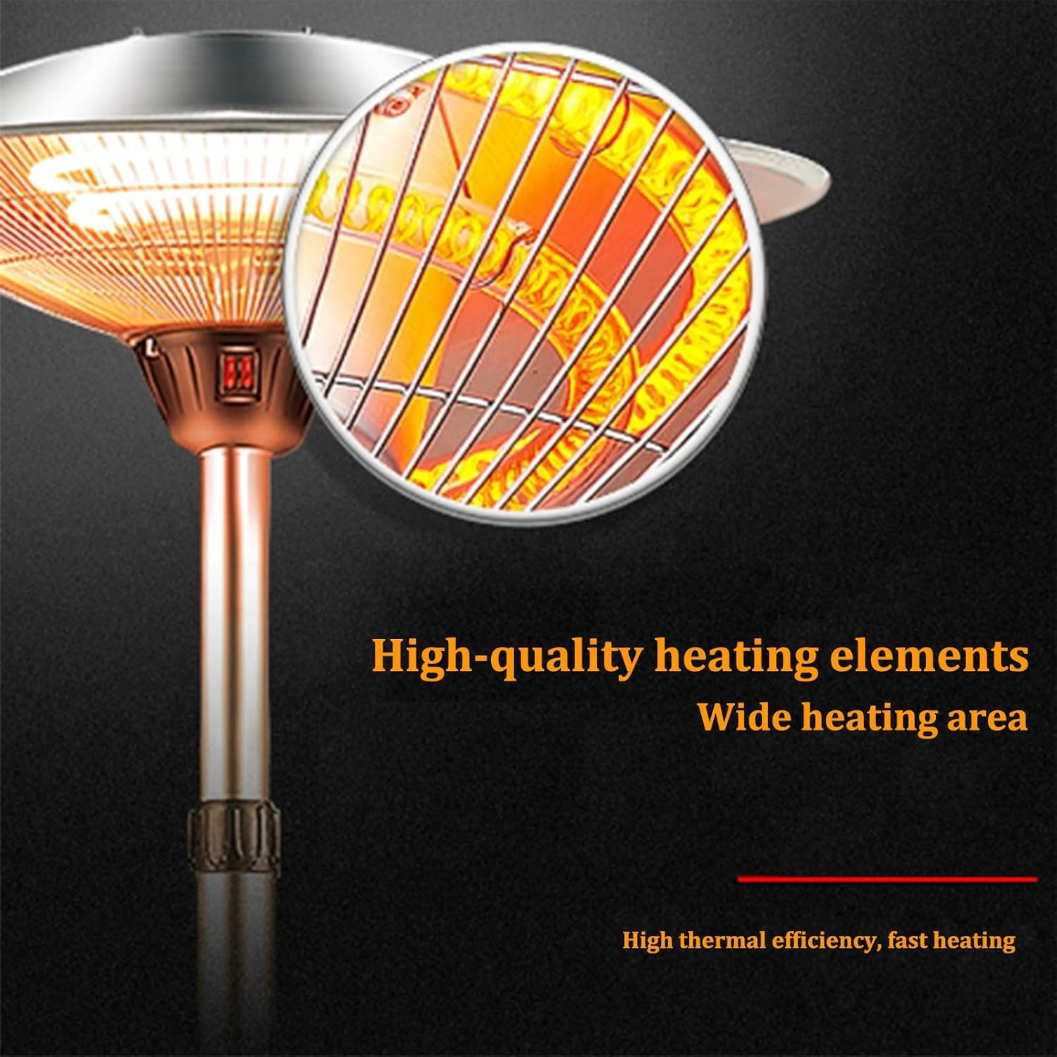 Portable Standing Heater,Outdoor Patio Heater with Base,Tip-Over Protection,Adjustable Height,Quiet and Waterproof,Space Heater Garage,Camping,Hiking,Picnics