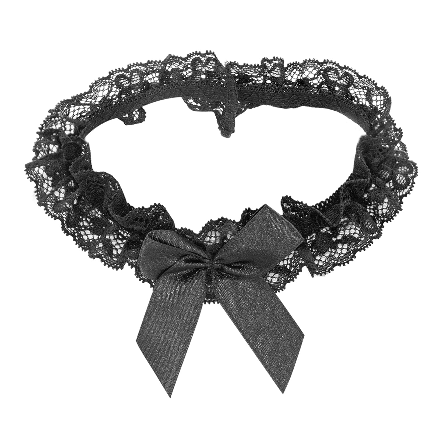 ALLY-MAGIC Wedding Garter for Bride, Black Wedding Garter Sexy Floral Lace Bow Thigh Leg Ring Belt Stretchy Garters Body Accessories Gifts for Women Girls Cosplay Prom Party Y7HDJTH (black)