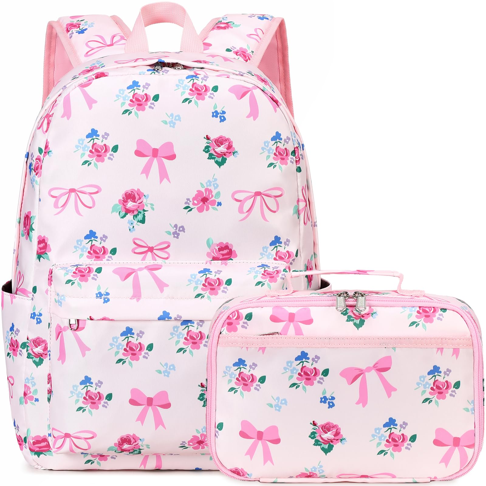 DSIUE Backpack for Girls Kids School Backpack with Lunch Box Elementary BookBags School Bag(Pink)