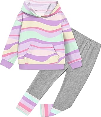Toddler Girl Clothes Tie-Dye Stripe Color Block Toddler Girls Clothes Little Girls Kids 2pcs Outfits Hoodie Leggings