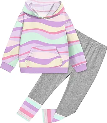 Toddler Girl Clothes Tie-Dye Stripe Color Block Toddler Girls Clothes Little Girls Kids 2pcs Outfits Hoodie Leggings