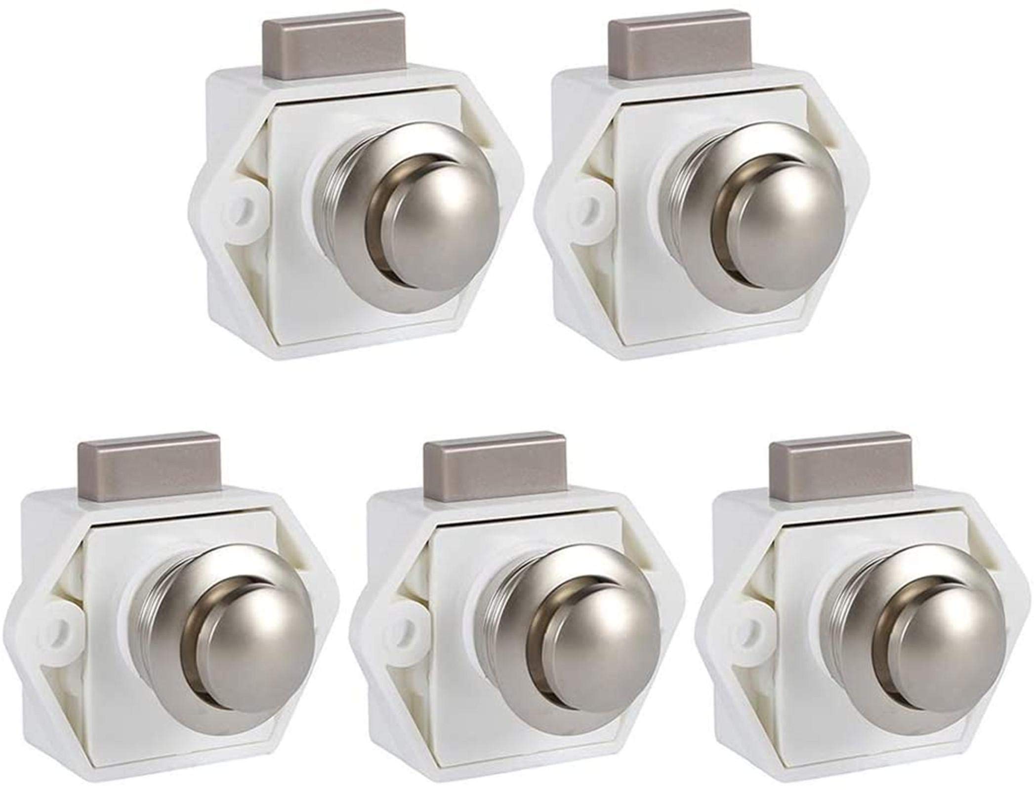 Bouton poussoir Catch blanc en lot de 5 pour verrouillage de porte de camping-car