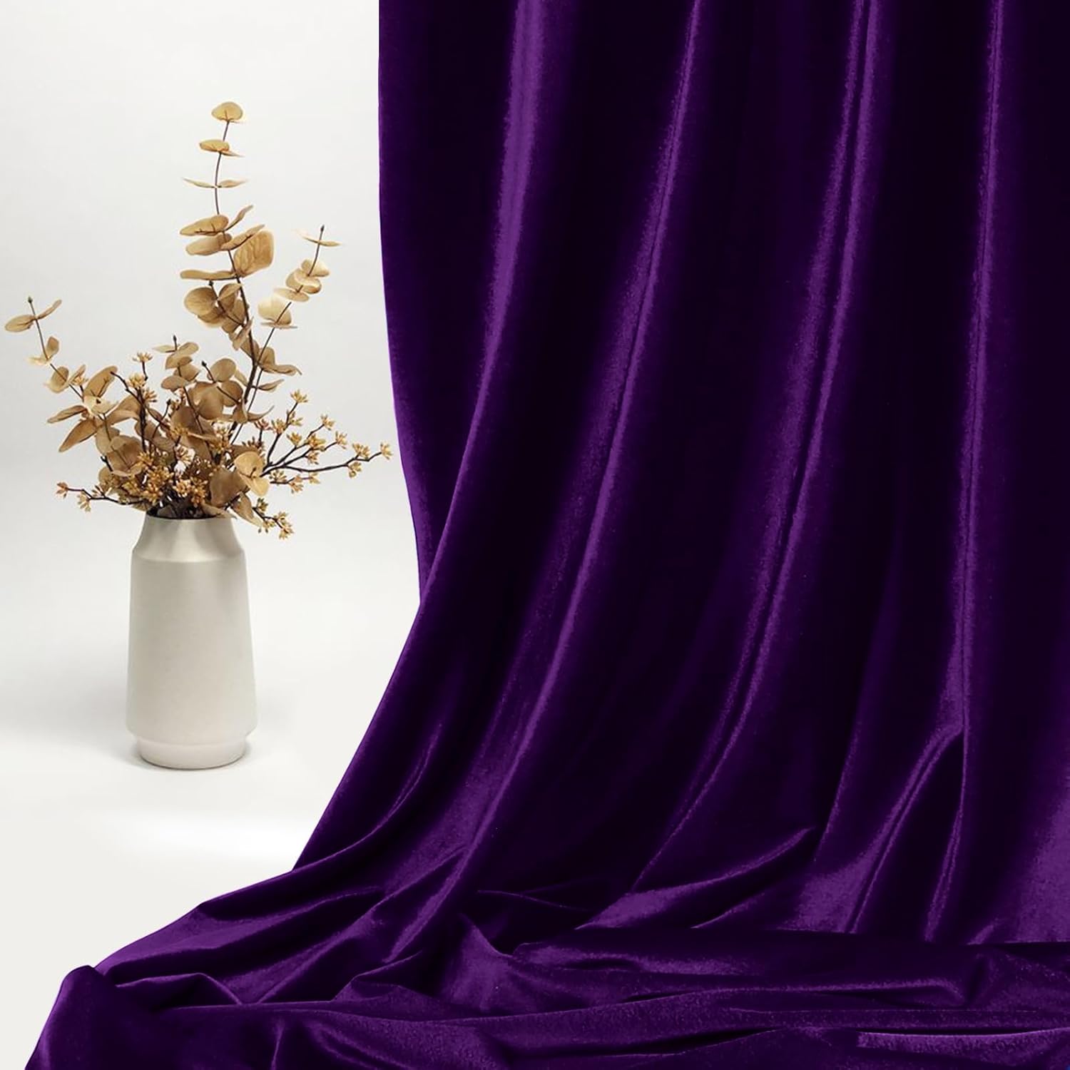 KKJIAF Dark Purple Stretch Velvet Fabric 60 Inch Wide, 5 Yard Soft Stretchy Fabric for Sewing Clothes, Apparel, Costume, Crafts - 90% Polyester 10% Spandex