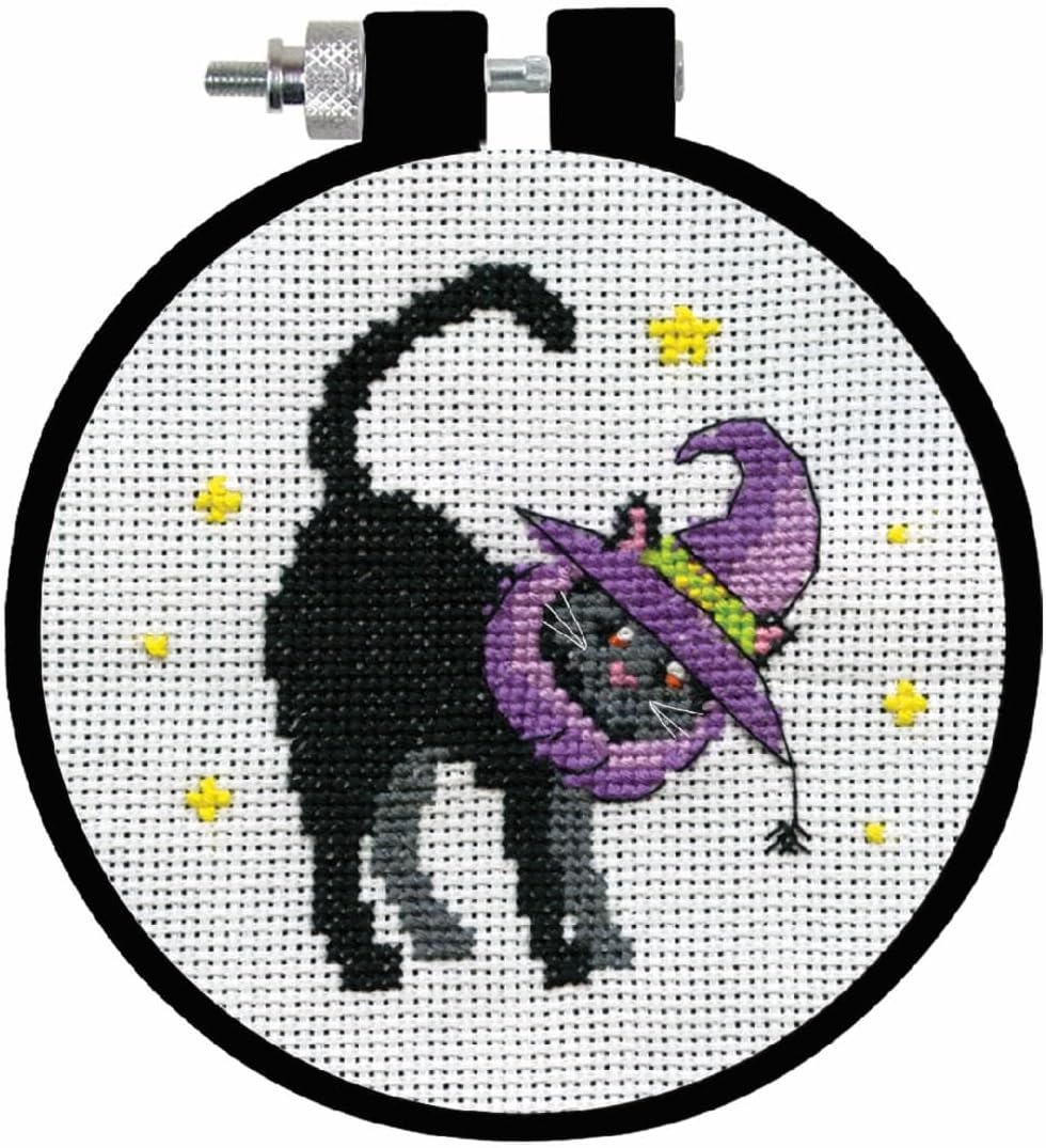DESIGN WORKS Black Cat Counted Cross Stitch Kit w/Hoop
