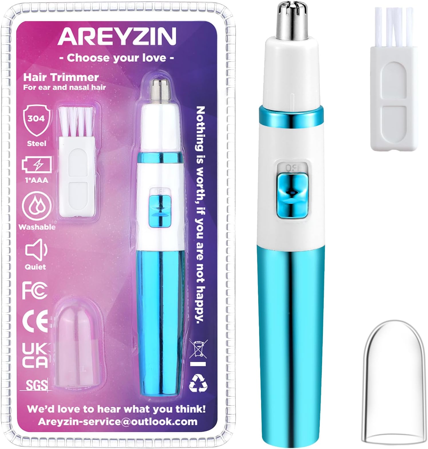 BABORUI 3Pcs Portable Nose Hair Trimmer, 360 Degree