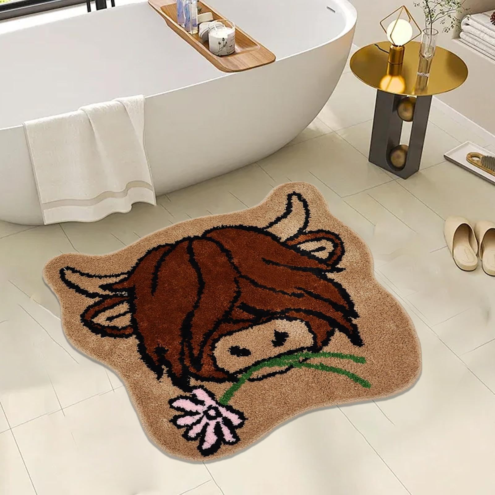Alfombra De Piso Para Cocina, Alfombra De Ducha De Baño | Alfombra De | Cocina Antideslizante Con Diseño De De Las Tierras Altas | Cómoda Alfombra De Baño, Alfombra De Ducha Resistente A La Sucieda