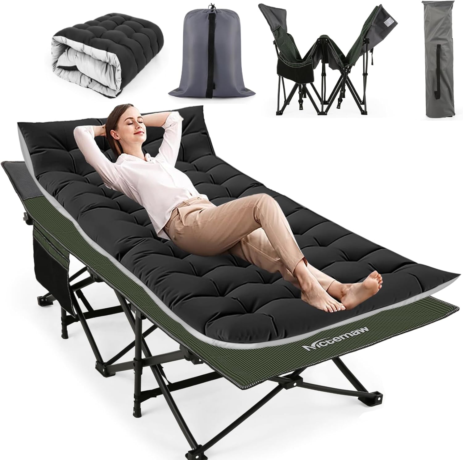 Nictemaw Camping Cots with Mattress Sleeping Cots for